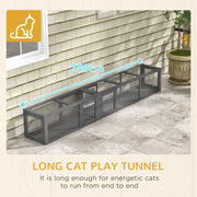 Extra Long Wooden Cat Tunnel 250cm With 8 Doors L Shape or Rectangle Outdoor Enclosure by PawHut