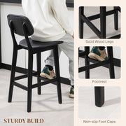 Set of 2 Wooden Bar Stools with Padded Faux Leather Seats Ideal for Kitchen or Home Bar Black