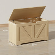 100L Wooden Storage Chest With Safety Hinges Ideal For Home Organisation, Natural