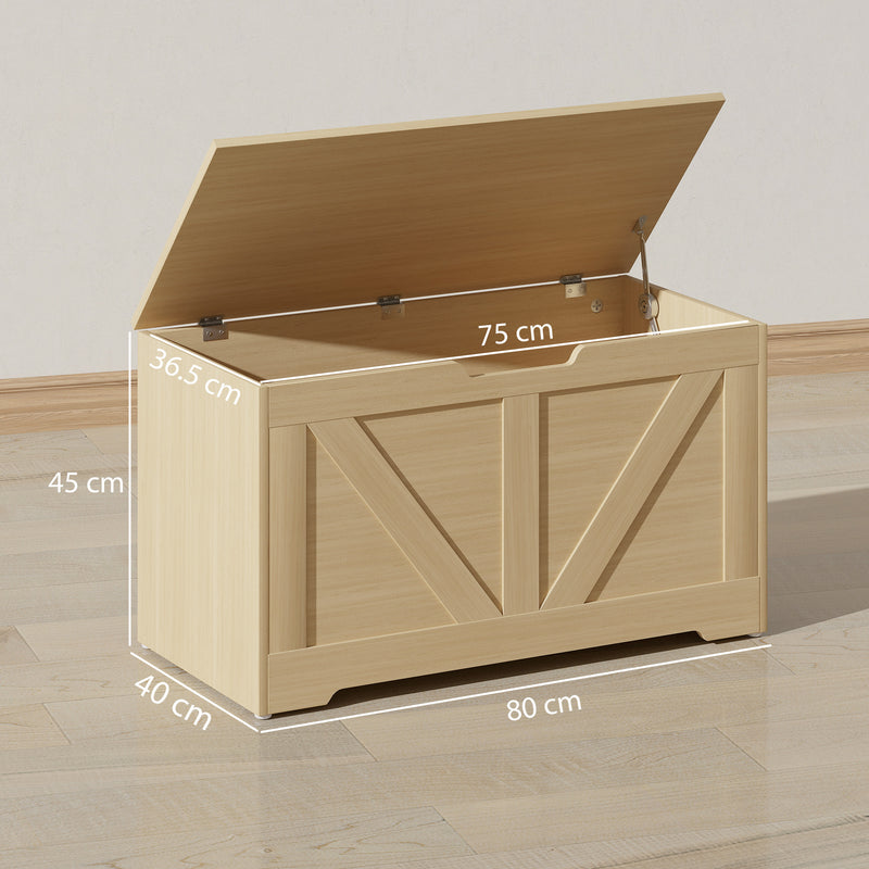 100L Wooden Storage Chest With Safety Hinges Ideal For Home Organisation, Natural