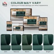 2 Seater Sofa, Dark Green Linen Look Sofa with Wing Back and Gold Metal Legs for Small Spaces