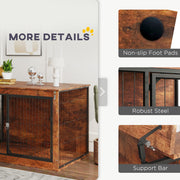 Extra Large Dog Crate Furniture with Flip-up Top and Two Doors Rustic Brown by PawHut