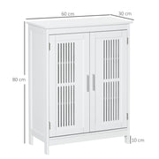 White Freestanding Bathroom Floor Cabinet With Shelves For Towels And Toiletries Storage