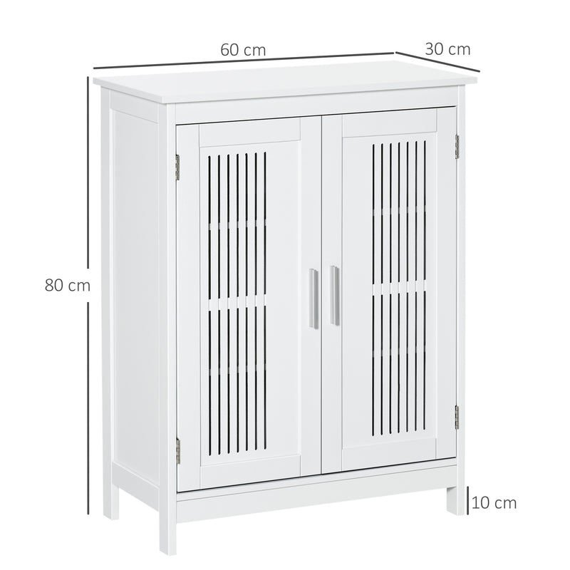 White Freestanding Bathroom Floor Cabinet With Shelves For Towels And Toiletries Storage