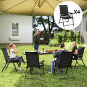 Set of Four Black Folding Outdoor Chairs Lightweight and Portable by Outsunny