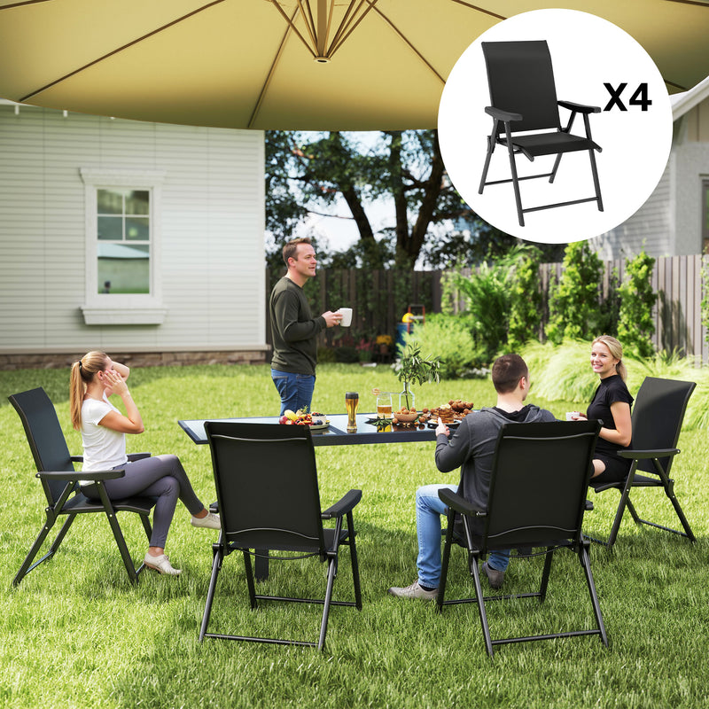 Set of Four Black Folding Outdoor Chairs Lightweight and Portable by Outsunny