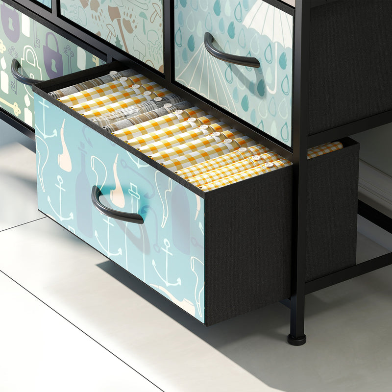 5 Drawer Chest of Drawers with Spacious Storage for Bedroom or Living Room Blue