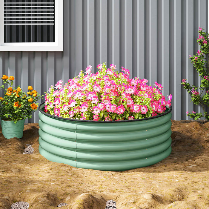 Light Green Galvanised Raised Garden Bed with Safety Edging and Gloves 120x120x43cm by Outsunny