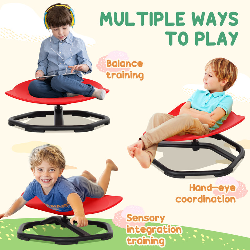 AIYAPLAY Sensory Spinning Chair for Kids, for Coordination, Balance, Red AOSOM
