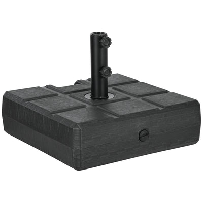 40kg Black Square Parasol Base With Wood Effect Ideal For Garden Or Patio Umbrellas