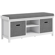 Cushioned Shoe Storage Bench with Hidden Compartment Ideal for Hallways White Grey