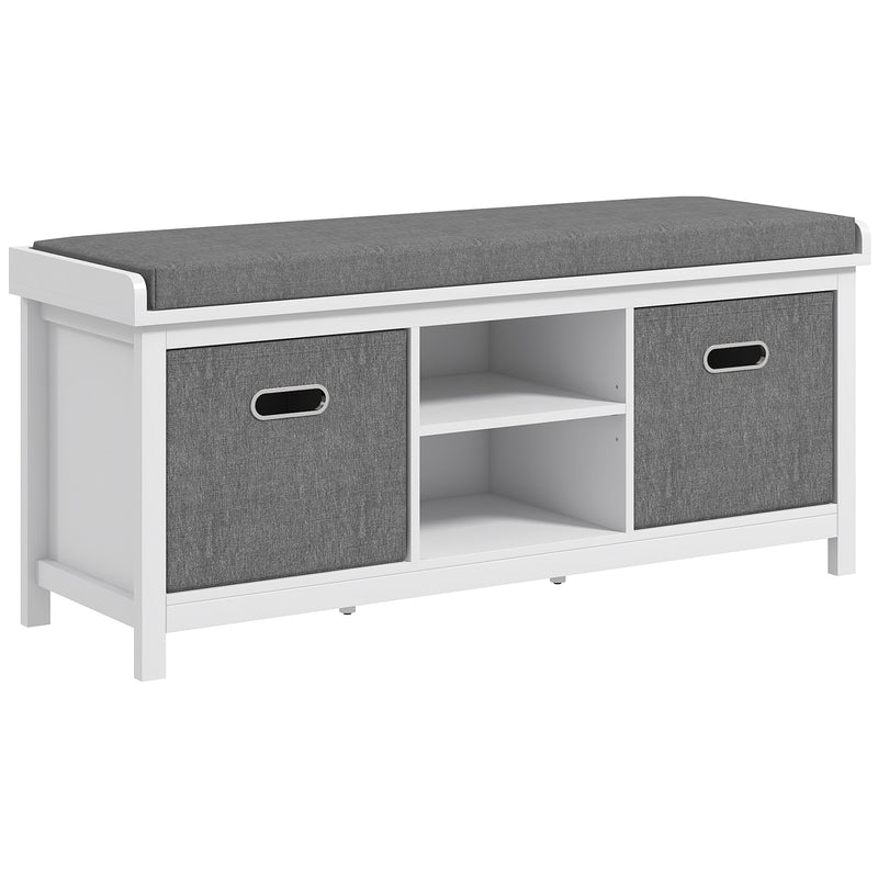 Cushioned Shoe Storage Bench with Hidden Compartment Ideal for Hallways White Grey