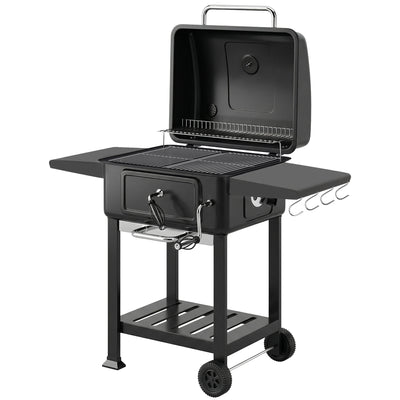 Charcoal BBQ Grill with Large Cooking Area and Easy Heat Control for Garden Gatherings Black Outsunny