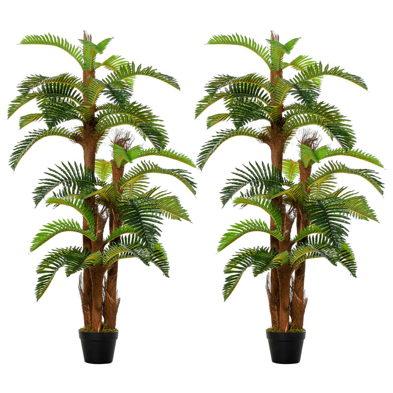 Set of 2 Tall Artificial Palm Trees in Pots for Indoor and Outdoor Tropical Decor 150cm