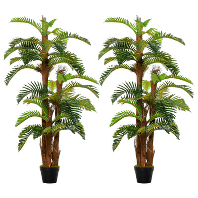Set of 2 Tall Artificial Palm Trees in Pots for Indoor and Outdoor Tropical Decor 150cm