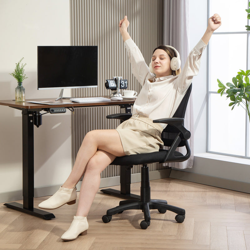 Ergonomic Mesh Office Chair With Lumbar Support and Flip Up Arms for Home or Office Black