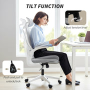 Ergonomic Office Chair With Adjustable Headrest And Foldable Backrest For Home Work Light Grey AOSOM