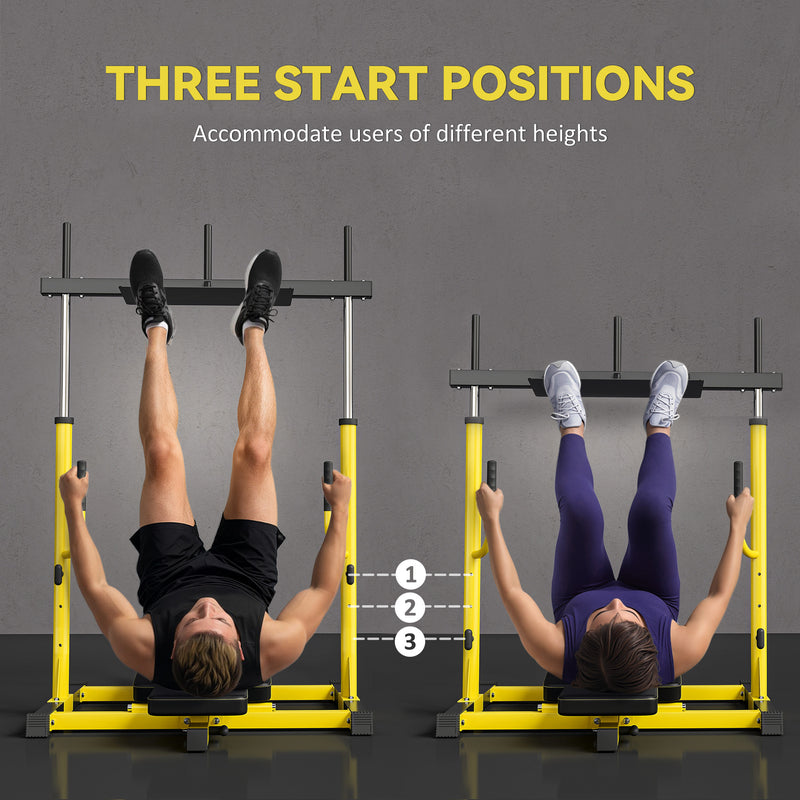 Vertical Leg Press Machine with Adjustable Positions for Strength Training Yellow AOSOM