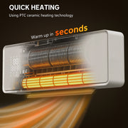 2000W Wall Mounted Ceramic Electric Heater with Thermostat for Home Use White
