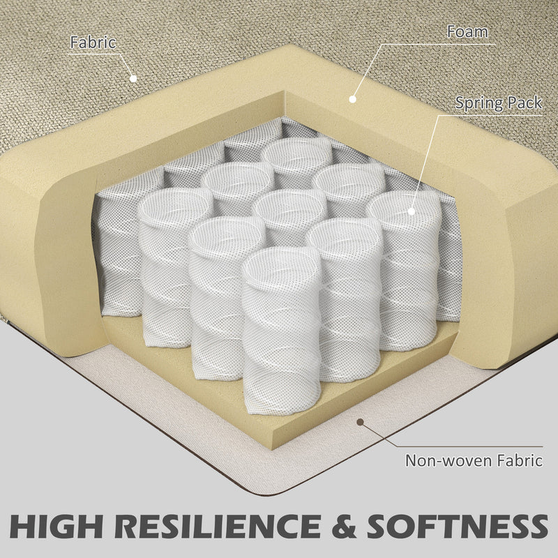 High Back Upholstered Accent Armchair with Rolled Arms and Wood Legs for Lounge, Beige