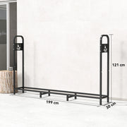 Steel Firewood Log Rack With 300 kg Capacity For Indoor Or Outdoor Use, Black
