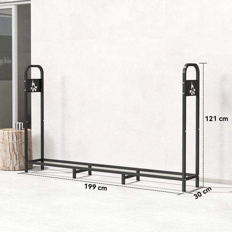 Steel Firewood Log Rack With 300 kg Capacity For Indoor Or Outdoor Use, Black