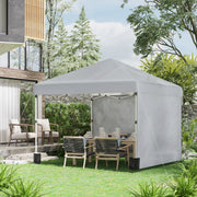 3x3m Pop Up Gazebo with Sidewalls and Wheeled Bag Ideal for Garden Parties Light Grey AOSOM