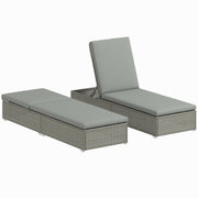 Rattan Sun Lounger with Adjustable Backrest and Padded Seat for Garden Relaxation, Light Grey Outsunny
