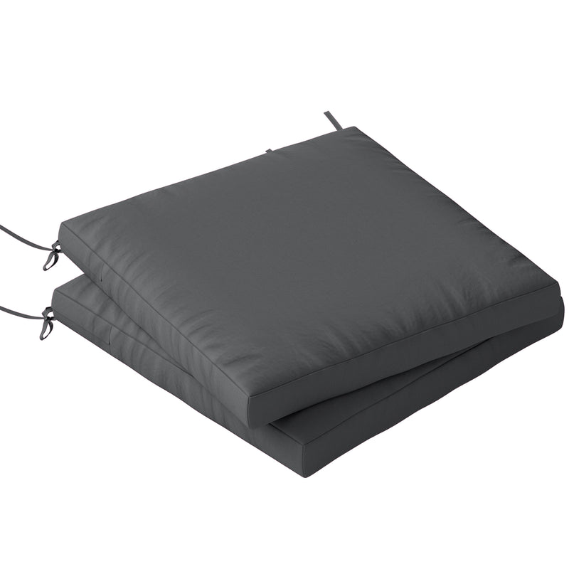 Garden Chair Cushions Set of 2 with Water Resistant Covers and Firm Foam Support Dark Grey Outsunny