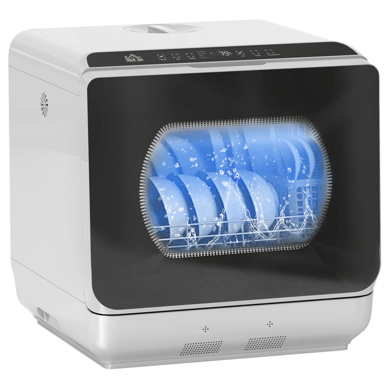 Silver Mini Countertop Dishwasher 6L Tank 6 Program Touch Control LED by HOMCOM