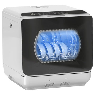Silver Mini Countertop Dishwasher 6L Tank 6 Program Touch Control LED by HOMCOM