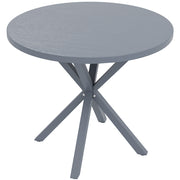 Dark Grey Round Outdoor Garden Table with Wood Effect Top 85cm Steel Frame by Outsunny
