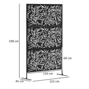 Black Metal Garden Privacy Screen Freestanding 6.5FT Bamboo Design by Outsunny