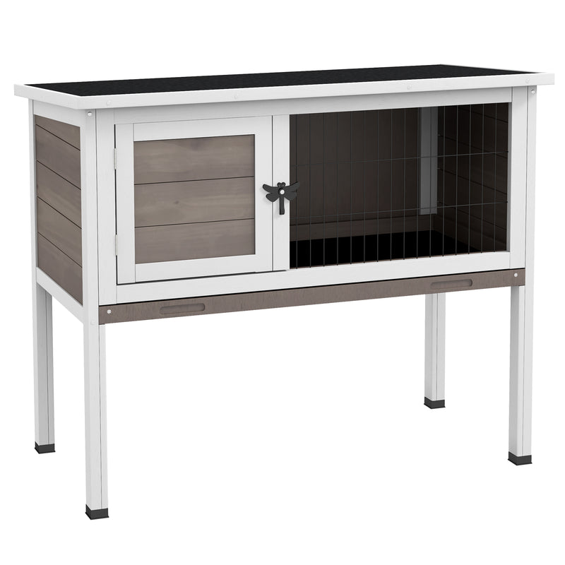 Wooden Guinea Pig Hutch With Slide Out Tray And Open Roof For Small Pets Brown