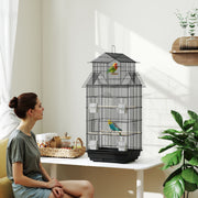 Metal Bird Cage with Swing Perch Food Tray and Handle for Finches and Canaries by PawHut