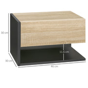 Wall Mounted Bedside Tables Set of 2 With Drawer and Shelf Modern Bedroom Oak Tone
