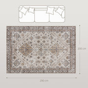 Large Washable Vintage Area Rug Non Slip Flannel Carpet for Living Room or Bedroom Beige