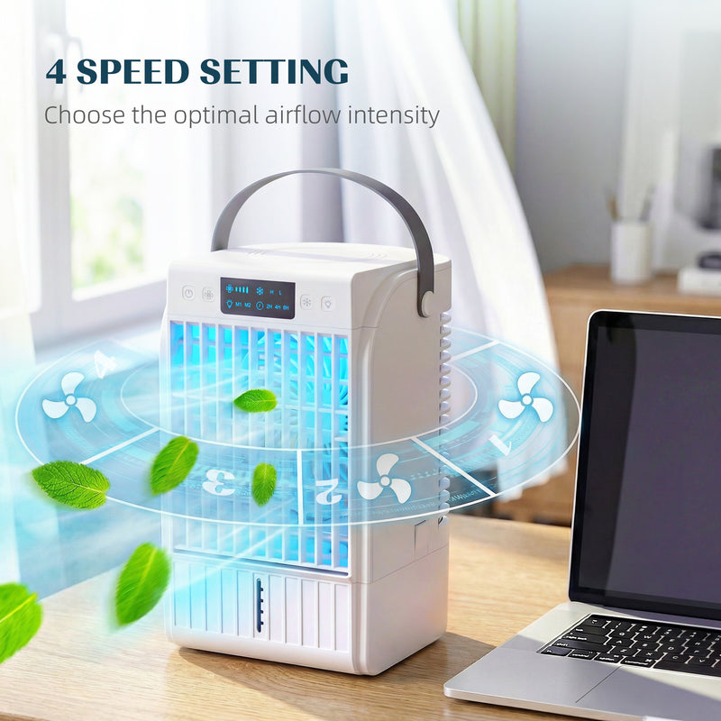 Portable Air Conditioner and Mini Fan with Humidifier for Bedrooms and Offices White AOSOM