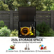253L PE Rattan Garden Storage Box with Waterproof Liner for Garden Tools and Cushions Outsunny