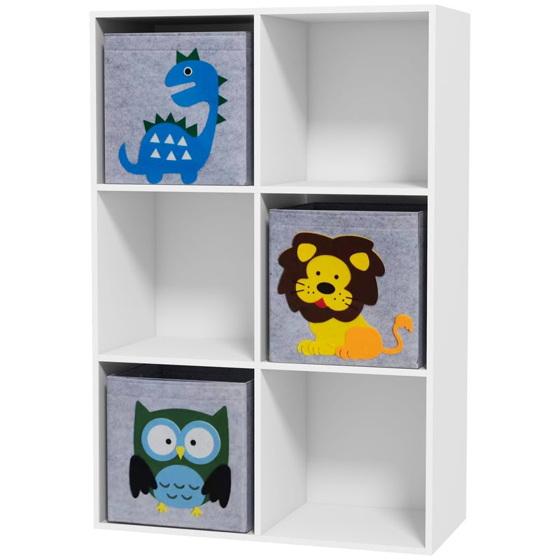 Kids Storage Unit With 3 Fabric Drawers Ideal for Toys and Books White AOSOM