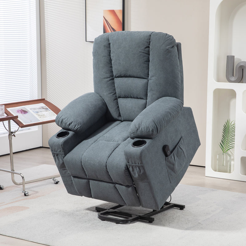 Oversized Riser Recliner Lift Chair With Remote and Cup Holder For Elderly, Grey