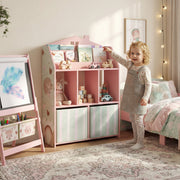 Kids Toy Storage Shelf with Book Display and Drawers for Easy Organisation Pink AOSOM