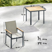 Garden Dining Set for 4 with Comfortable Chairs and Easy Clean Tabletop Teak Outsunny