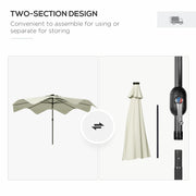 Cream 3m Solar Garden Parasol With LED Lights And Tilt Crank For Patio Or Decking