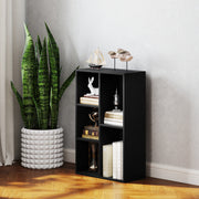 Black 2 Tier Bookshelf with 5 Storage Compartments by HOMCOM