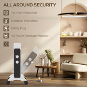 2kW White Electric Heater with Adjustable 10-45â„ƒ Temperature Control by HOMCOM