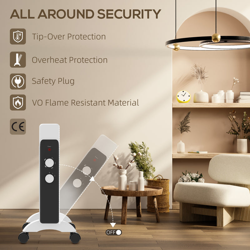 2kW White Electric Heater with Adjustable 10-45â„ƒ Temperature Control by HOMCOM