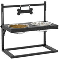 Adjustable Raised Dog Bowls with Stand for All Breeds Promotes Healthy Eating, Black