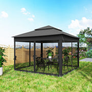 Pop Up Garden Gazebo with Netted Curtains for Shade and Insect Protection Black Outsunny