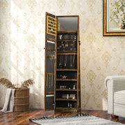Lockable Rustic Brown Jewellery Cabinet With 360Â° Swivel and Full Length Mirror by HOMCOM